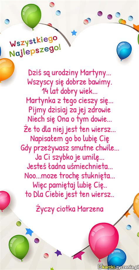 Dzi S Urodziny Martyny Kartka Urodzinowa