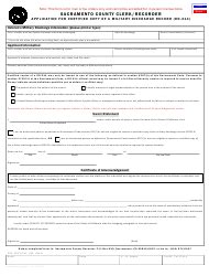 Sacramento County California Application For Certified Copy Of A