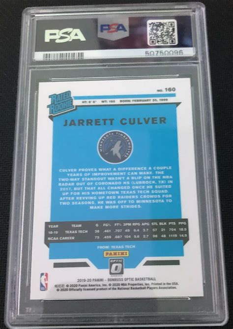 2019 Donruss Optic 160 Jarrett Culver Rated Rookie RC PSA 10 Gem Mint