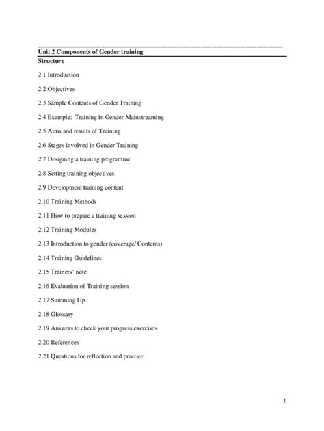 Fillable Online Egyankosh Ac Unit 2 Components Of Gender Training