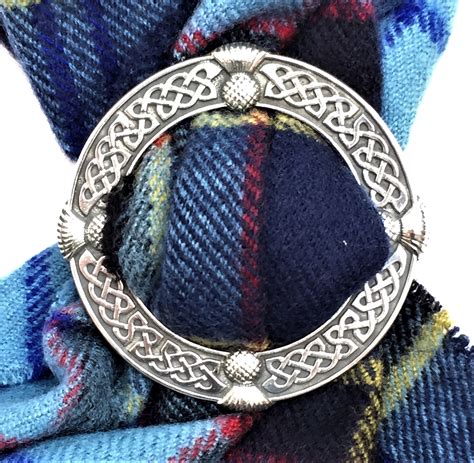 Thistle and Celtic Knot Pewter Scarf Ring – Large – The Celtic Knot