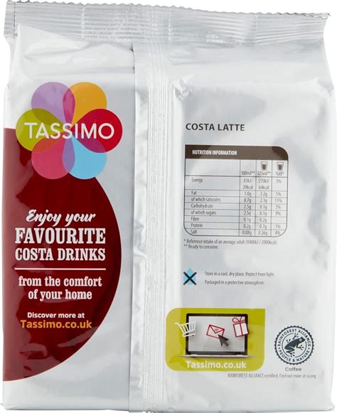 Tassimo Costa Latte Coffee Pods X8 Pack Of 5 Total 40 Drinks Ebay