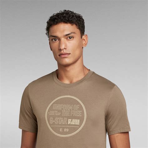 Chest Graphic Slim T Shirt Brown G Star Raw Za