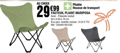 Promo Fauteuil Pliant Mariposa Chez La Foir Fouille