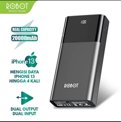 Power Bank Robot 20000mah Rt22 Dual Port Input And Output Original Led