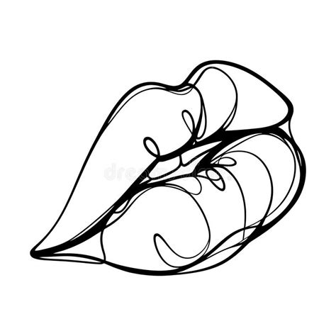 One Continuous Line Drawing of Lips.One Line Vector Illustration of ...