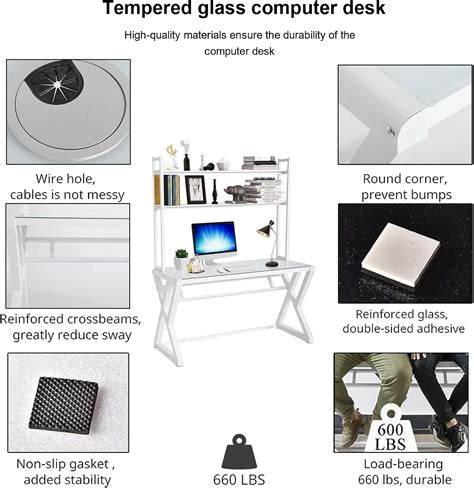 Escritorio Para Computadora Con Estantes Parte Superior De Vidrio Y