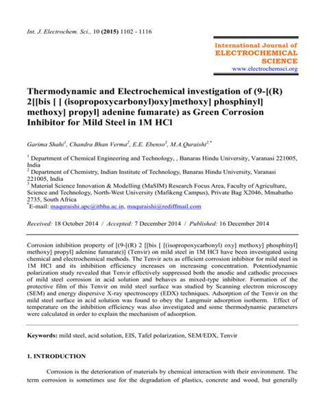 Thermodynamic And Electrochemical Investigation Of 9