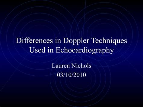 Principles Of Doppler Ultrasound