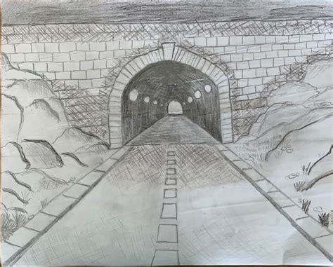 Tunnel Sketch Perspective Drawing Cool Drawings One Point Perspective