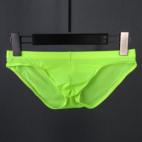 Men Sexy Underwear Briefs Bikini Low Rise Lingerie Smooth Ice Silk