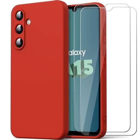 Coque Silicone Rouge Pour Samsung Galaxy A G Avec Verres Tremp S