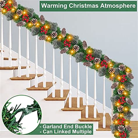 Ft Led Prelit Artificial Christmas Garland Lights Timer Mode