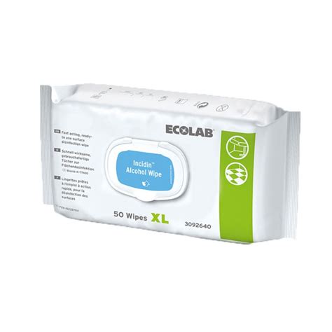 Ecolab Incidin Alcohol Wipes Surface Disinfection XL 50 Pieces