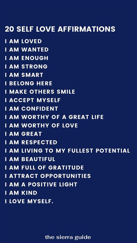 20 Affirmations For Self Love The Sierra Guide Self Love