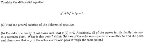 Solved Consider The Differential Equation Y 5y 6y