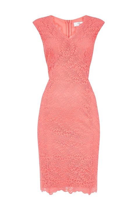 PETITE Coral Lace Shift Dress Wallis Coral Lace Dresses Coral