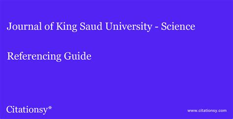 Journal of King Saud University - Science Referencing Guide · Journal ...