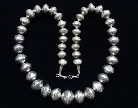 Vintage Navajo Pearls Necklace Graduated Handmade Sterling Etsy In