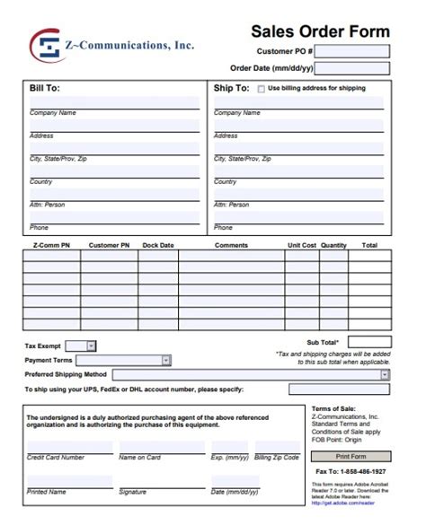 Sales Order Template | Free Word Templates