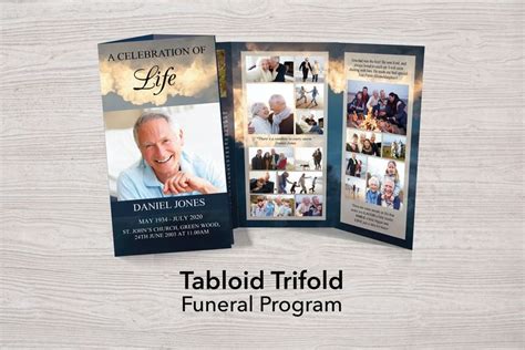 X Trifold Funeral Program Template For Men Tabloid Trifold Memorial