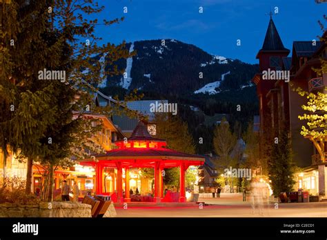 whistler village   summer  dusk stock photo alamy