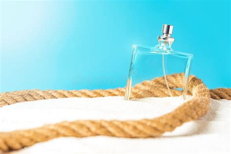 Perfumery Summer Fragrance Concept With Transparent Perfume Bottle