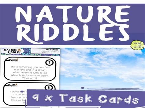 Nature Riddles Task Cards And Activity Sheet Outdoor Learning