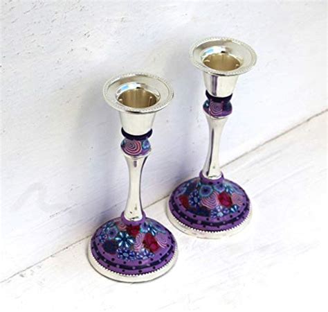 Purple Candle Holders Bat Mitzvah T Shabbat Candlesticks Modern