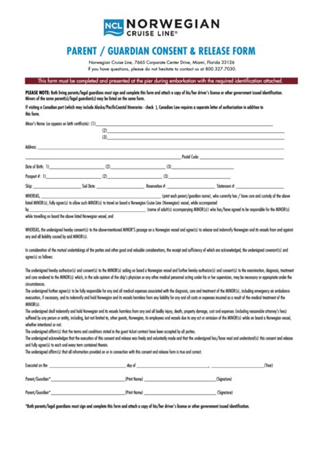 Fillable Parent Or Guardian Consent Form Printable Forms Free Online