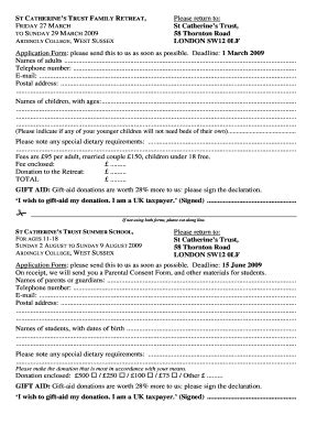 Fillable Online Stcatherinestrust SCT Application Forms FR09 SS09 Doc