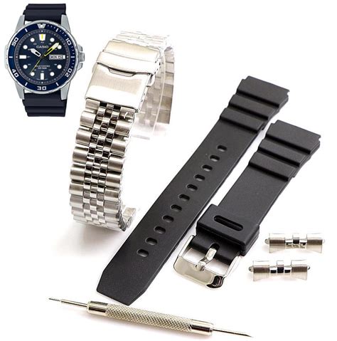 Steel Rubber Replacement Watch Band Fits Casio MTP S110 MTPS110 2AV