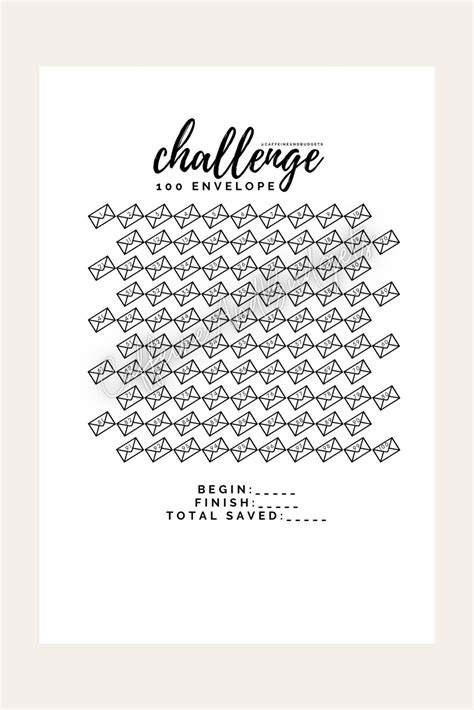 100 Envelope Challenge Tracker Free Printable Bikespery