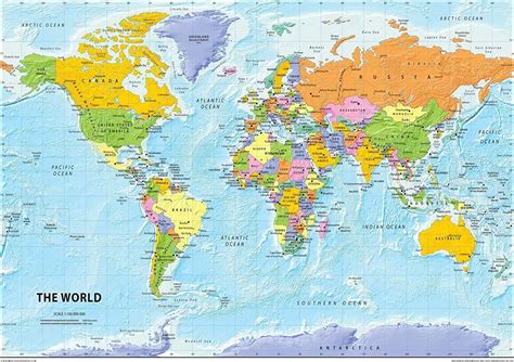 I Love Maps Weltkarte The World Political Map Papier Laminiert A2