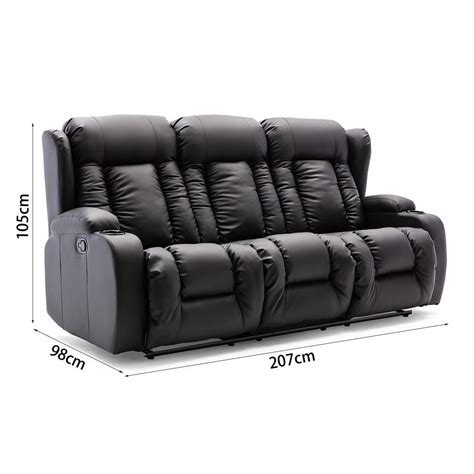 Caesar Manual High Back Luxury Recliner 3 Seater Sofa