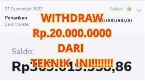 WITHDRAW Rp 20 000 000 DARI TEKNIK INI YouTube