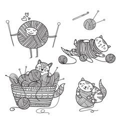 cute cat laying  yarn ball royalty  vector image