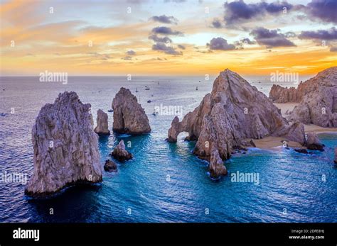 Aerial View Of The Arch Of Cabo San Lucas Mexico At Sunset Lands End