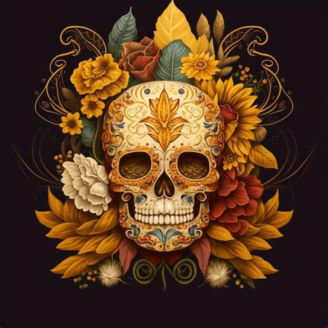 Premium Ai Image Hispanic Heritage Sugar Skull Marigold Festive Dia