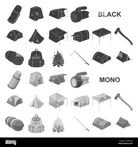 Different Kinds Of Tents Black Icons In Set Collection For Design