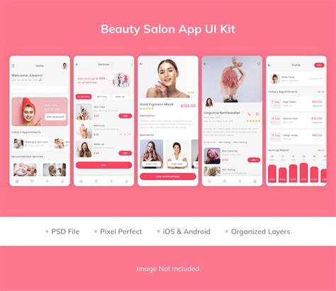 Premium Psd Beauty Salon App Ui Kit