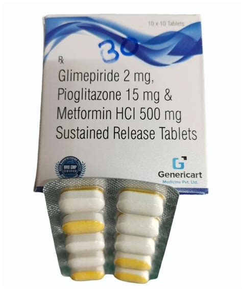 Glimepiride 2mg Pioglitazone 15mg Metformin HCL 500mg Sustained