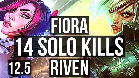 FIORA Vs RIVEN TOP DEFEAT 14 Solo Kills Quadra 2 2M Mastery