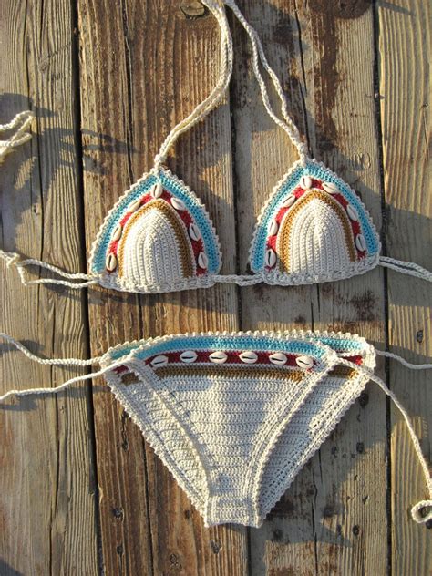 Crochet Bikini Set Shell Bikini Pretty Sea Shells Cowrie Etsy