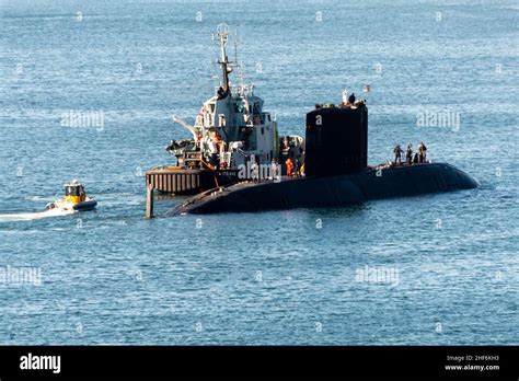 HMSC Windsor, a long-range hunter-killer Canadian Submarine. The attack-submarine vessel has a ...