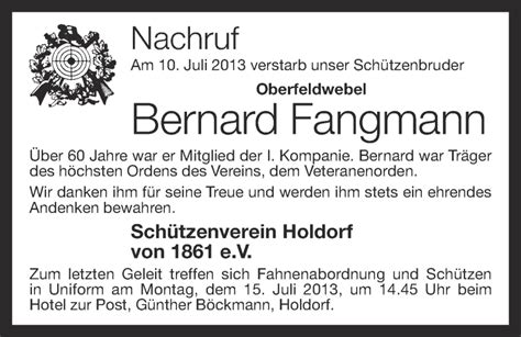 Traueranzeigen Von Bernard Fangmann Om Trauer De