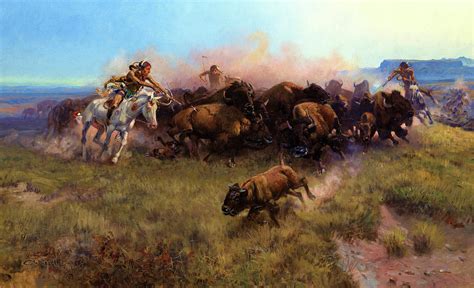 The Buffalo Hunt Painting by Charles Marion Russell - Pixels