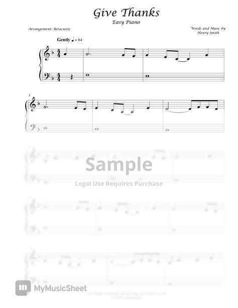 Henry Smith Give Thanks Sheet Music Easy Piano Sheets By Betacustic