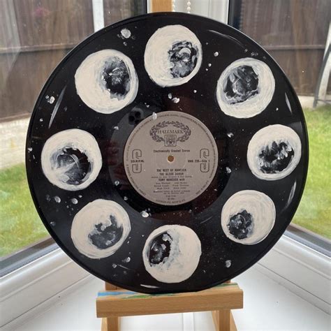 Phases of the moon, painted on 12” record. Vinyl... - Depop