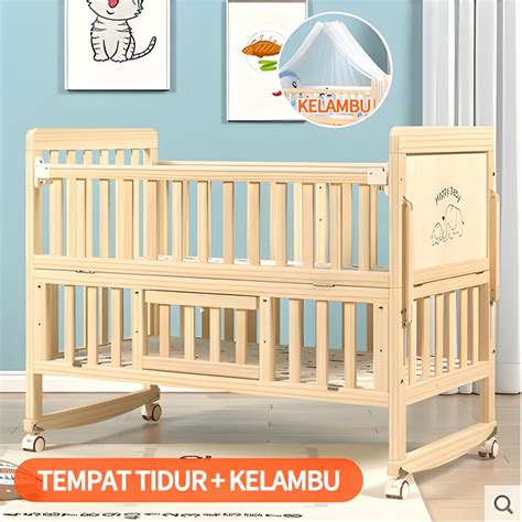 Jual Tempat Tidur Bayi Kayu Kasur Baby Set Kelambu Bayi Box Ranjang